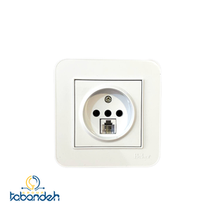 پریز تلفن دوکاره BEKER مدل آتا سفید با قاب سفید